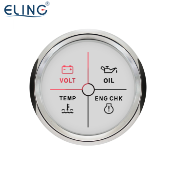 ELING 52mm 4LED Engine Alarm Gauge Meter with Volt, Water Temp, Oil Pressure, and Red Backlight for 12V/24V Vehicles