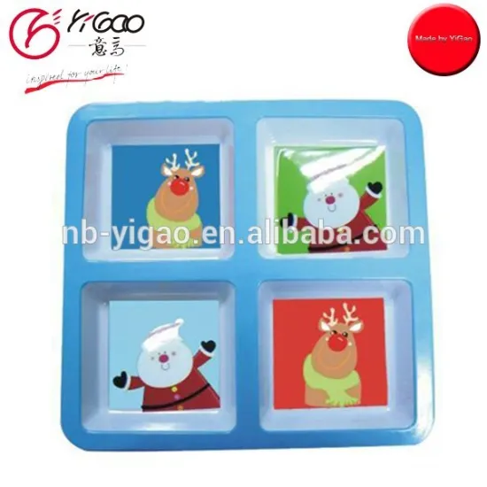 102744 Melamine Tray 4 compart kids christmas plate