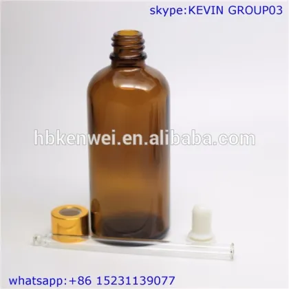 100ml amber frosted dropper bottles with golden screw cap