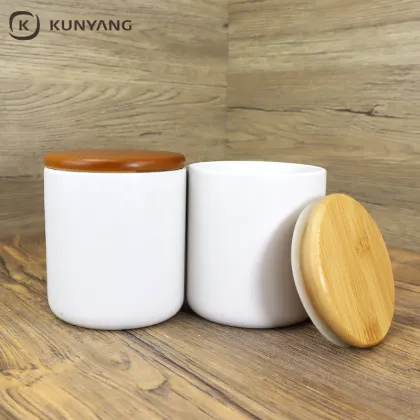 Nordic Custom Ceramic Storage Jar with Bamboo Lid