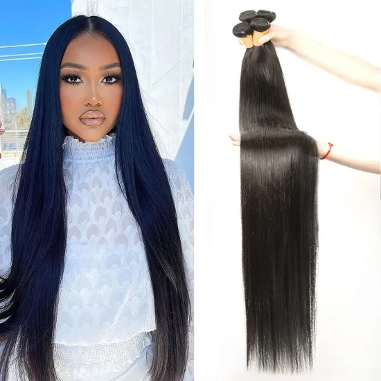 Brazilian Straight Human Hair Weave Bundles Natural Black 100% Virgin Human Hair Extension Bundles Remy Hair Natural Black Color