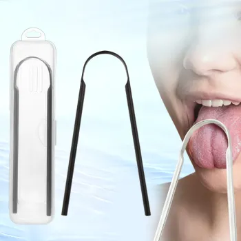 100% Stainless Steel Tongue Scraper - Non Disposable Oral Care Tool for Bad Breath