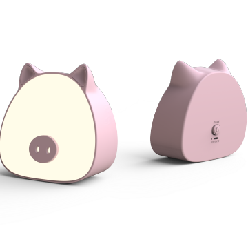 Rechargeable LED Piggy Lamp with Dimmer and 3 Color Modes for Nursery or Breastfeeding