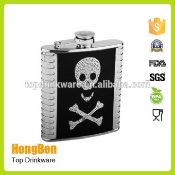 7oz metal stainless steel skull hip flask