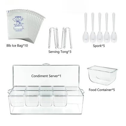 Ice Chilled 5 Compartment Condiment Server with Lid