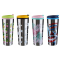 Double Wall Insulated Metal Shell Plastic Travel Mug