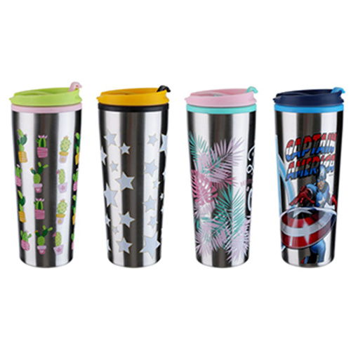 Double Wall Insulated Metal Shell Plastic Travel Mug