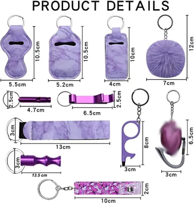 Cute Pom Pom Self Defense Keychain Alarm for Girls and Women