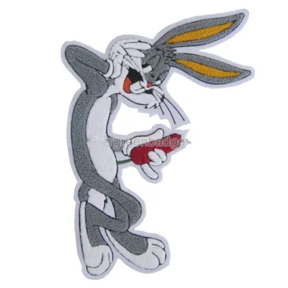 Rabbit Eat Carrot Chenille Patches for Jacket