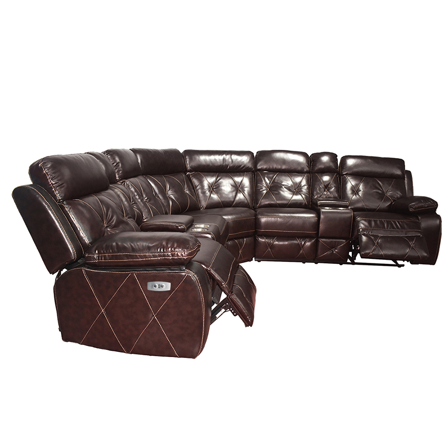 Corner Leather Electric Recliner Sofa With Usb, High Quality Corner Leather Electric Recliner