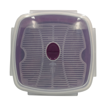 1-Tier Plastic Square Microwave Steamer for Vegetables and Rice