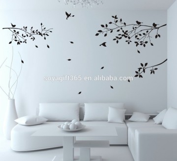 Black Tree Branches Birds Leaves Home Wall Stickers Living Room Decals
