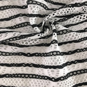 Black White Stripe Jacquard Fabric