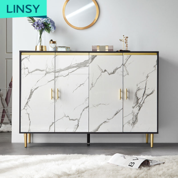 Linsy Luxury Hotel Black Gold Meta Classic Storage Furniture - Cheap White Shoe Cabinet JH4N