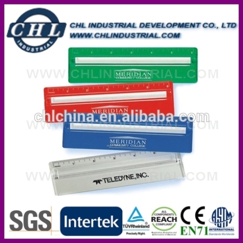 Logo customized ruler set with central transparent magnifier bar in acrylic