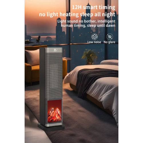 Portable PTC Ceramic Heater with 3D Flame Effect and Remote Control