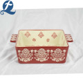 Exquisite Square Beads Edge Fancy Printed Ceramic Bakeware