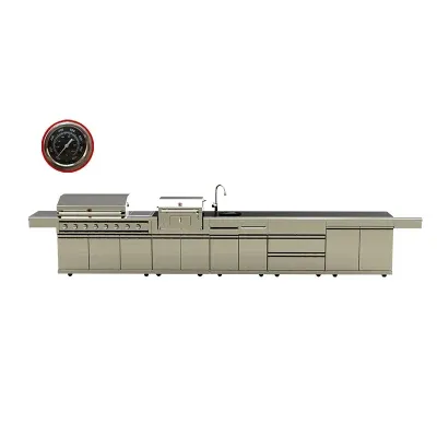 Cheap Price Modern Gas BBQ Charcoal Grill Island Basket with Sink and Basket Cabinet