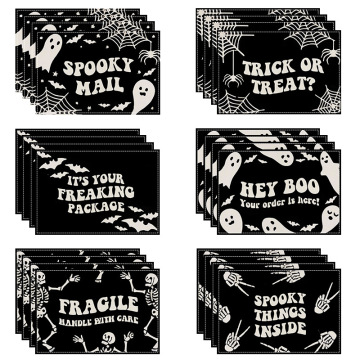2024 New Black Halloween Linen Placemat with Skull Letter Printing - Heat Proof Mat for Kitchen & Restaurant Decoration (Wholesale)