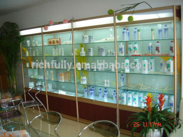 Beautiful Cosmetic Display Case, Cosmetic Product Display Stands, Modern Glass Shelves