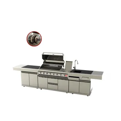 Natural Gas European Outdoor Kitchen BBQ Grill with Sink Refrigerator
