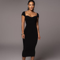 Custom Sexy Midi Dress Short Sleeve Neck Strap