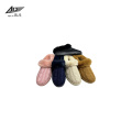 Pantoufles chaudes en tricot avec col en fourrure de lapin