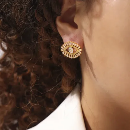 Chic Summer Fashion Jewelry: 4060 Magic Eye Zircon 18K Gold Plated Earrings