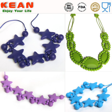 High quality silicone baby teething necklace silicone bead necklace