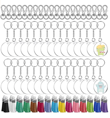 30Sets Wholesale Clear Blank Keychains Kit