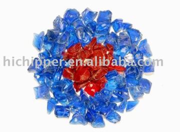 Crushed colored glass granule-blue