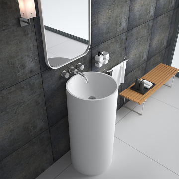 Modern White Hand Sink BS-8514 - Free Standing Wash Basin with Stand