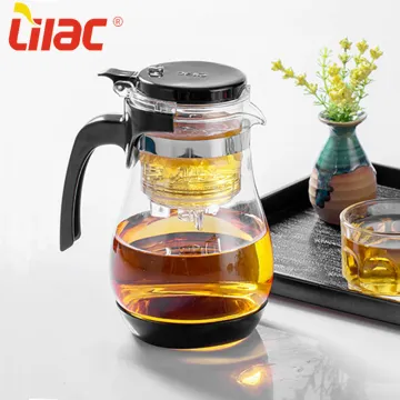 Lilac glass teapot heat resistant