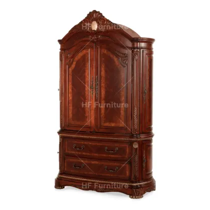 American Classical Hand Made Solid Wood Wardrobe with Drawers