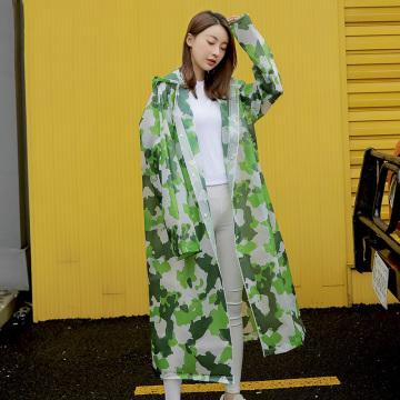 Adult Outdoor Thickened Printed Camouflage Poncho Raincoat with Hood