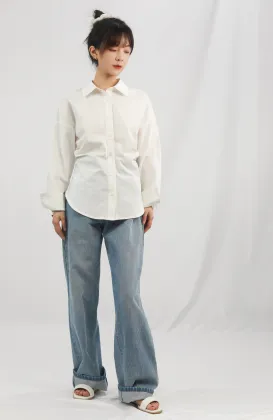 White Loose Long Sleeved Shirt