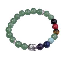 7 Chakra Gemstone Beads Buddhism &amp; Buddha Alloy Aventurine Beads Bracelet