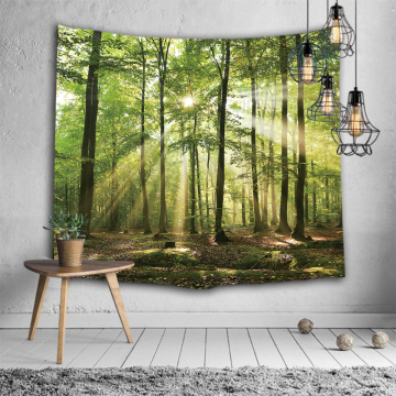 Forest Tapestry Wall Hanging Trees Trunk Nature Green Sunlight Wall Tapestry for Livingroom Bedroom Dorm Home Decor