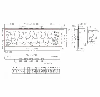 4-Digit 7-Segment LCD Display for Air Conditioning (21-pin TN)
