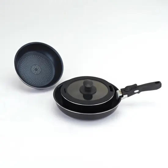 Aluminium non-stick Cookware Set Detachable handle high profile  household WOK pan Set