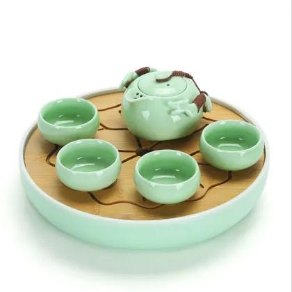 Ceramic Bamboo Water storage Kung Fu Tea tray