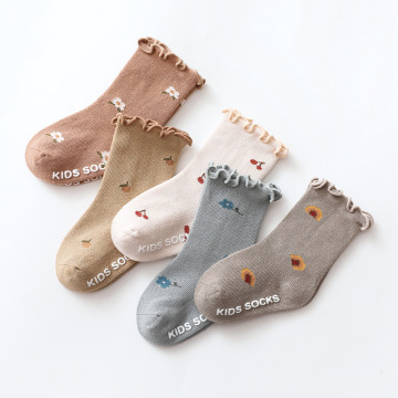 Newborn to Toddler: 100% Cotton, Non-Slip Floor Socks with Wooden Ear Brims - Soft and Skin-Friendly