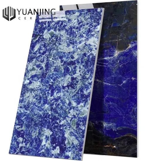 Bolivian Blue High-Gloss Porcelain Tiles: Modern, Polished Ceramic Flooring Slabs