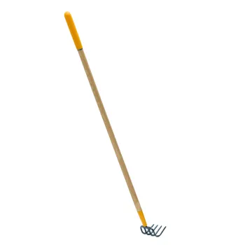 High Quality Garden Farming Hand Tools - Lawn 4T Hook Rake with Long Wooden Handle