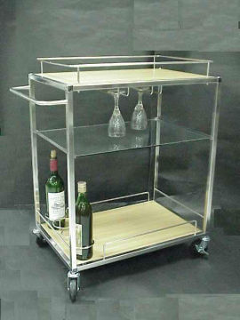 high quality square 3 tier stainless steel wine serving trolley