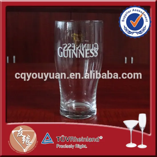 High whte glass custom pint glasses 22oz decal logo