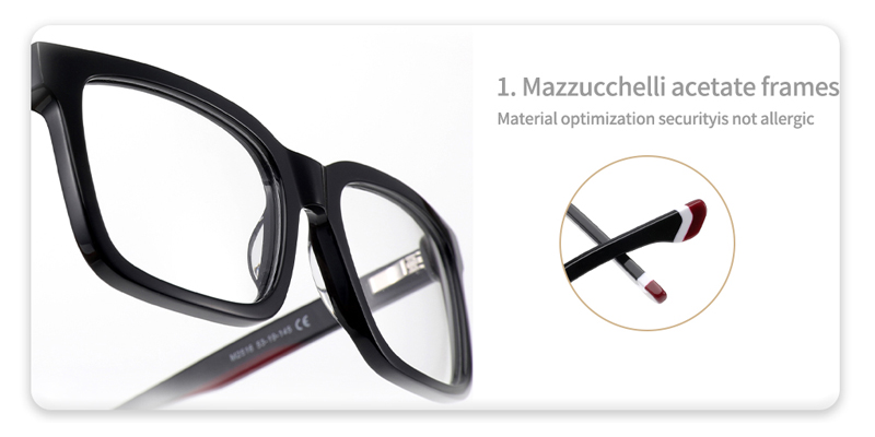 Bold Square Acetate Optical Glasses with Colorful Contrast Temple Tips ME2014 detail 1