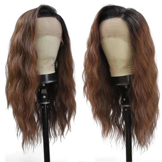 X-TRESS Heat Resistant Synthetic Lace Front Wigs Ombre Brown Black Color Natural Wave Long Free Part Hair Wig For Black Women
