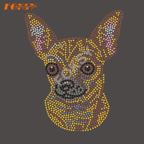 Funny Puppy Dog Animals Hot Fix Rhinestone Motif