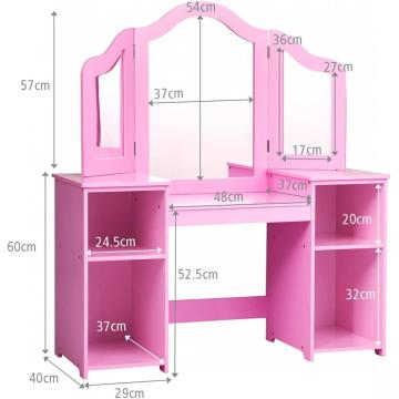 Makeup Dressing Table with 4 Large Storage Shelves